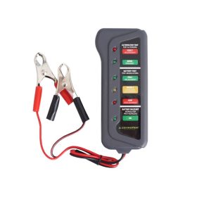   12 V-os akkumulátor- és generátorteszter krokodilcsipeszekkel