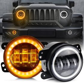   E jellel ellátott LED-es nappali menetfény és ködlámpa szett – 100 mm, 12V, index funkcióval
