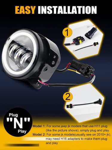 E jellel ellátott LED-es nappali menetfény és ködlámpa szett – 100 mm, 12V, index funkcióval
