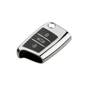 Étui pour clé de voiture VW SEAT SKODA chromé  