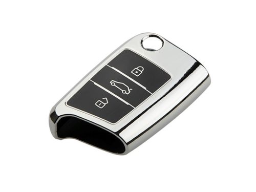 Étui pour clé de voiture VW SEAT SKODA chromé  