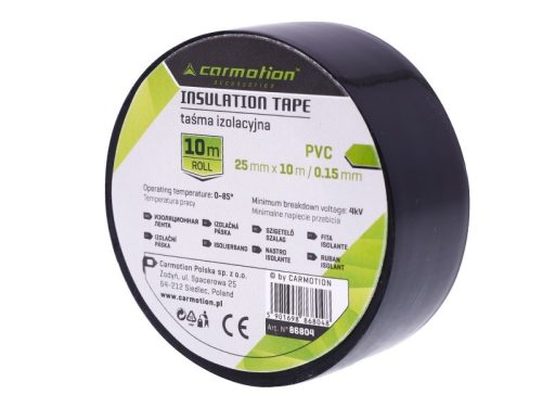 Ruban isolant PVC 0,15 mm x 25 mm x 10 m, noir, 1 pièce.