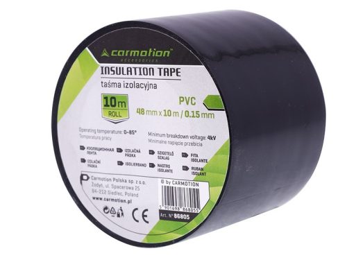 Ruban isolant PVC 0,15 mm x 48 mm x 10 m, noir, 1 pièce.