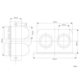 Prise 12V 15A, double, électrique, étanche