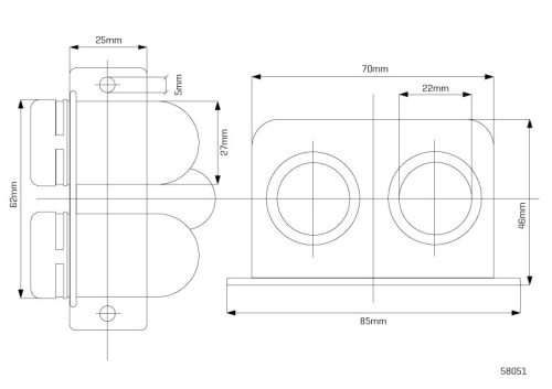 Prise 12V 15A, double, électrique, étanche