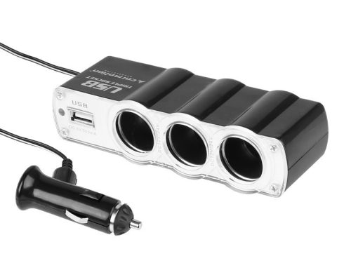 Distributeur allume-cigare 3 voies + 1 USB 12/24V