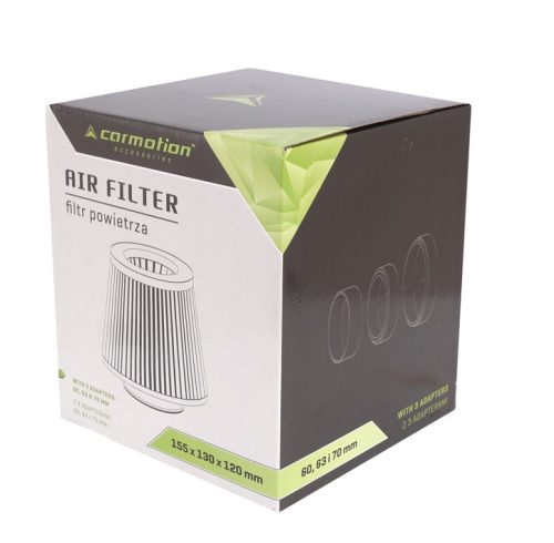 Filtre à air 155x130x120mm, rouge, adaptateurs : 60,63,70 mm