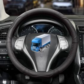 Couvre volant de camion en cuir noir Ø47cm