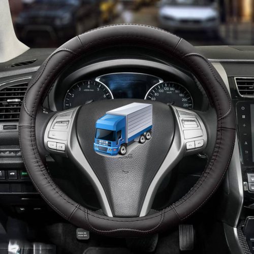 Couvre volant de camion en cuir noir Ø47cm