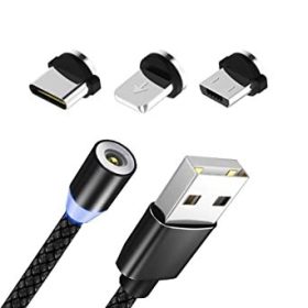   Câble de chargement USB magnétique, avec 3 types d'accessoires de tête de connexion GZ-15974