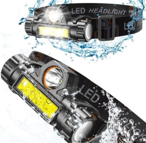 27112 Lampe Frontale USB L-T21 - Lampe LED COB puissante 4 fonctions