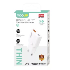   YOOUP 30W Ultra vékony - Dupla hálózati töltő (USB/TYPE-C PD) NC113-D