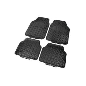   Tapis de voiture universel en caoutchouc effet aluminium 4 pcs - Noir