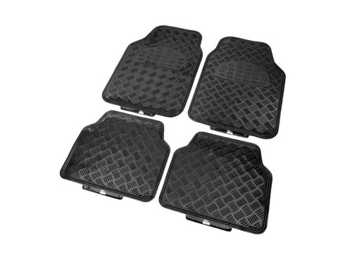 Tapis de voiture universel en caoutchouc effet aluminium 4 pcs - Noir