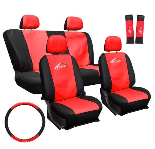 Univerzális 11 részes üléshuzat szett - piros-fekete UL-AG23001BR